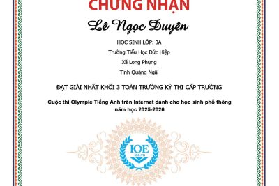 BIỂU DƯƠNG HỌC SINH ĐẠT THÀNH TÍCH XUẤT SẮC TẠI CUỘC THI OLYMPIC TIẾNG ANH TRÊN INTERNET (IOE) NĂM HỌC 2025–2026